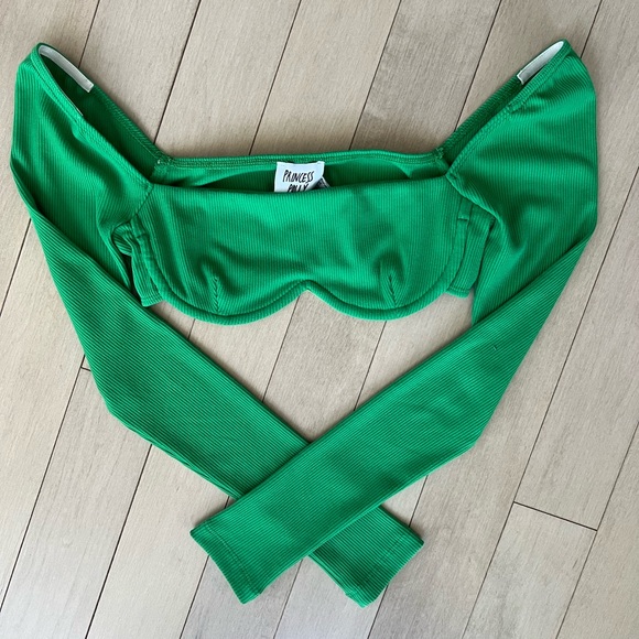 Princess Polly Green Becca Long Sleeve Crop Top - Picture 7 of 9